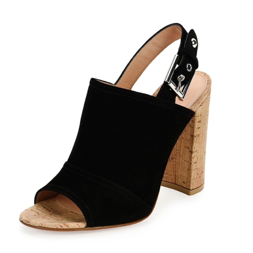 GIANVITO ROSSI - BLACK SUEDE OPEN-TOE SLING BACK SANDALS - 39
